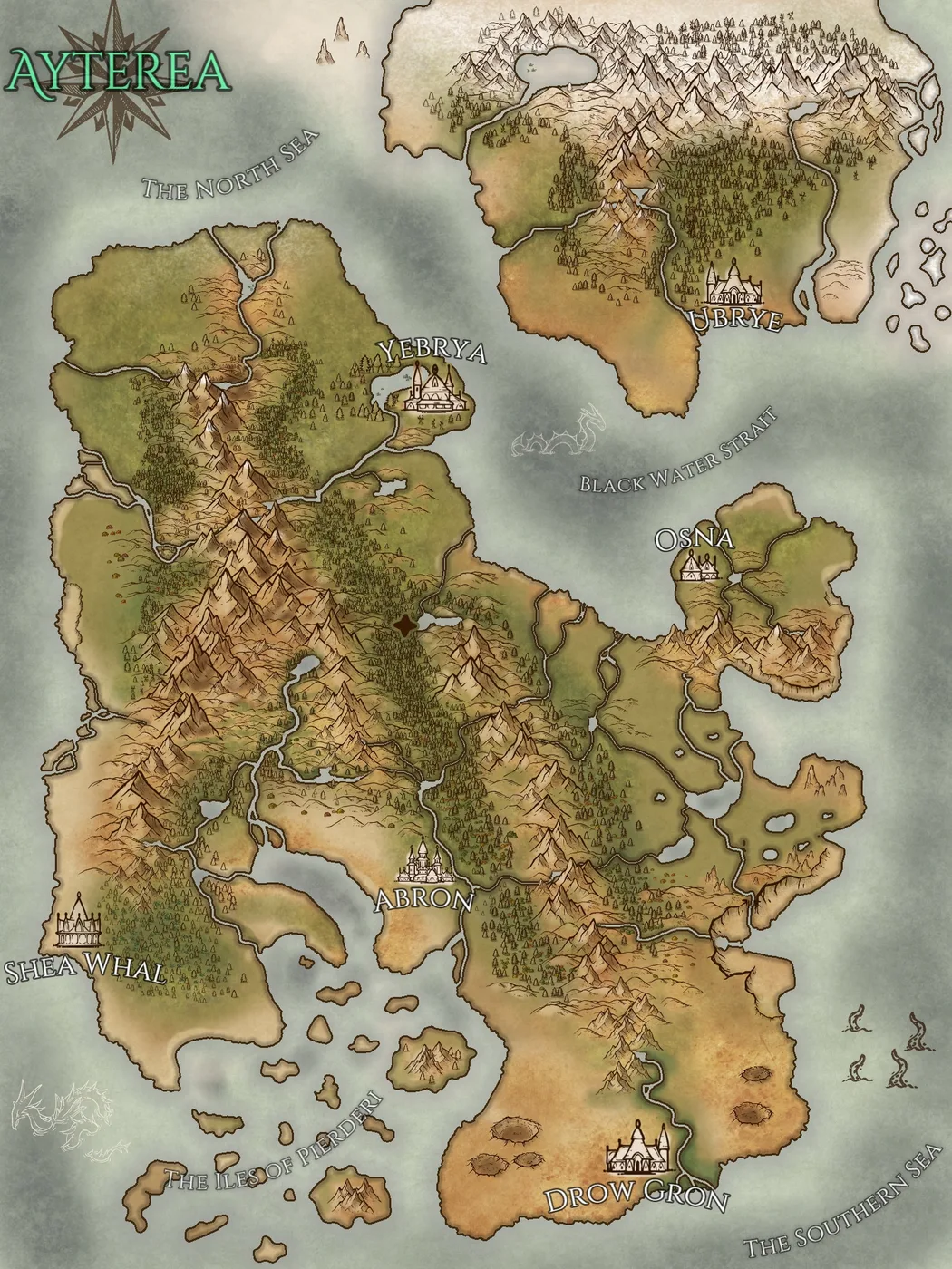 Ayterea, a full color fantasy map