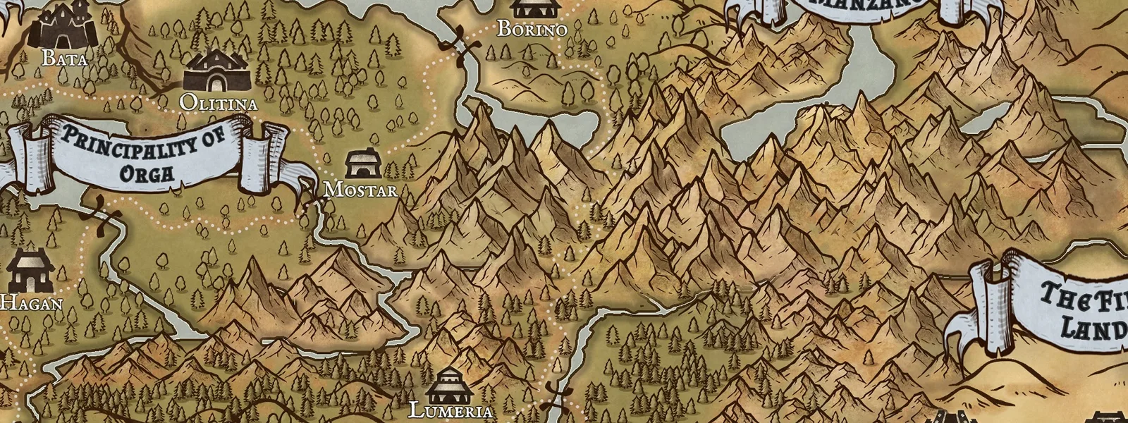 Essalin, a full color fantasy map (cropped detail)