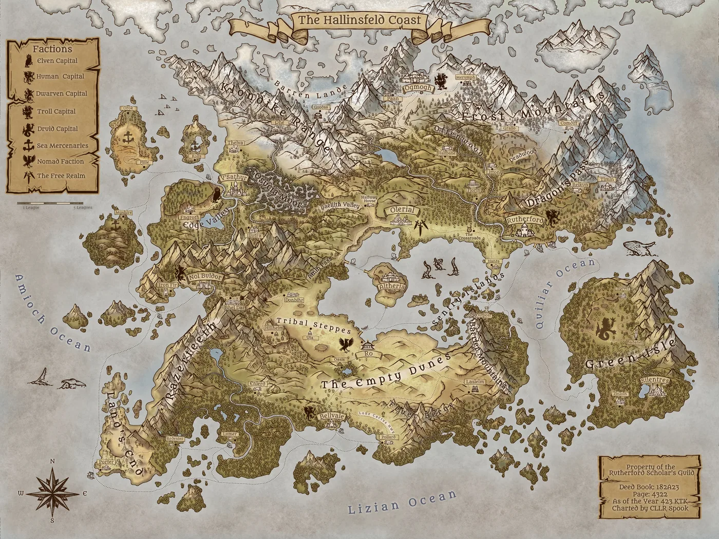 The Hallinsfeld Coast, a full color fantasy map