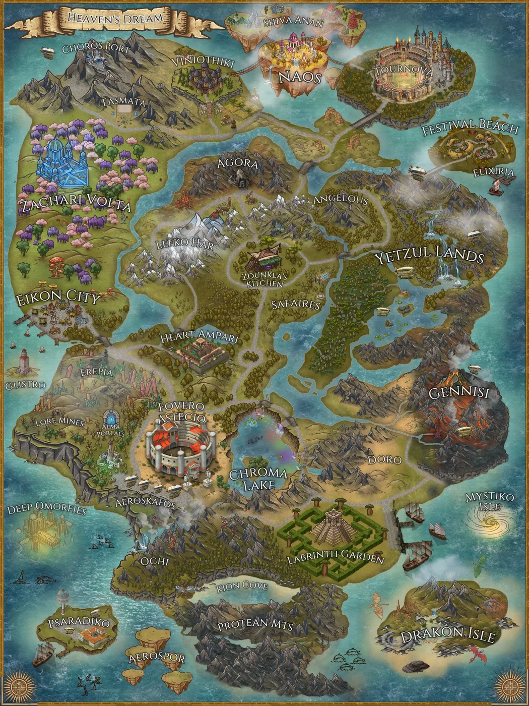 Heavenly Map, a full color fantasy map