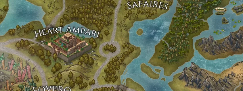 Heavenly Map, a full color fantasy map (cropped detail)