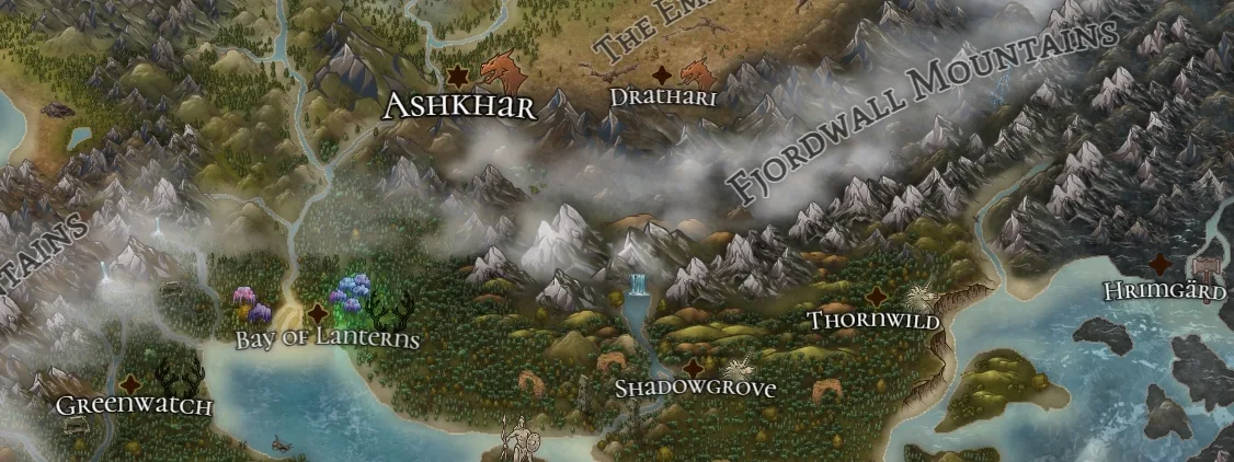 Jasmere Isles, a full color fantasy map (cropped detail)