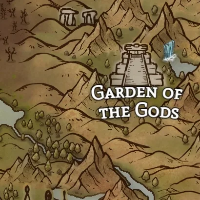 Close detail from Kingdom of Andonia, a full color fantasy map, showing labeled features at full resolution
