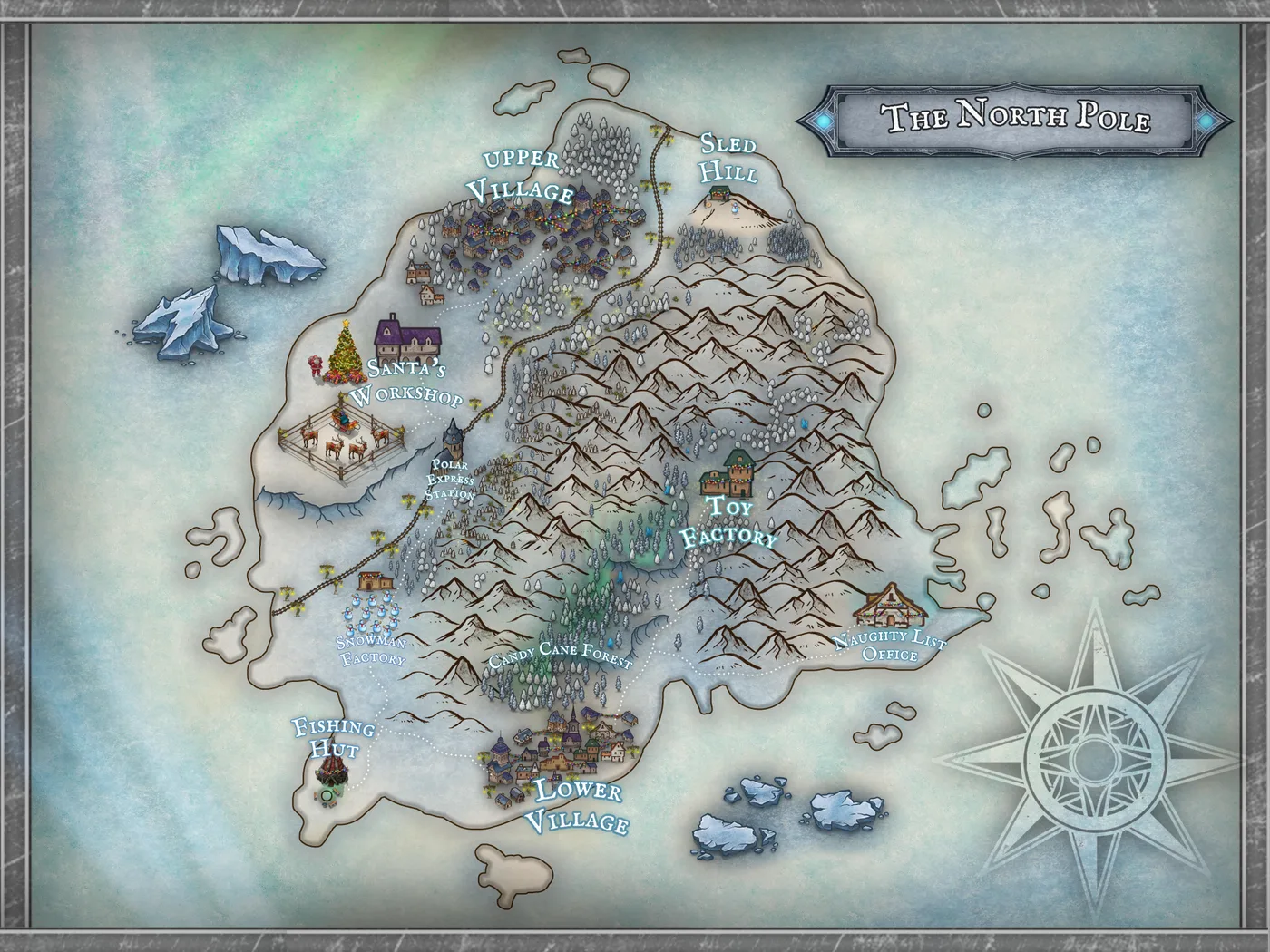North Pole, a full color fantasy map