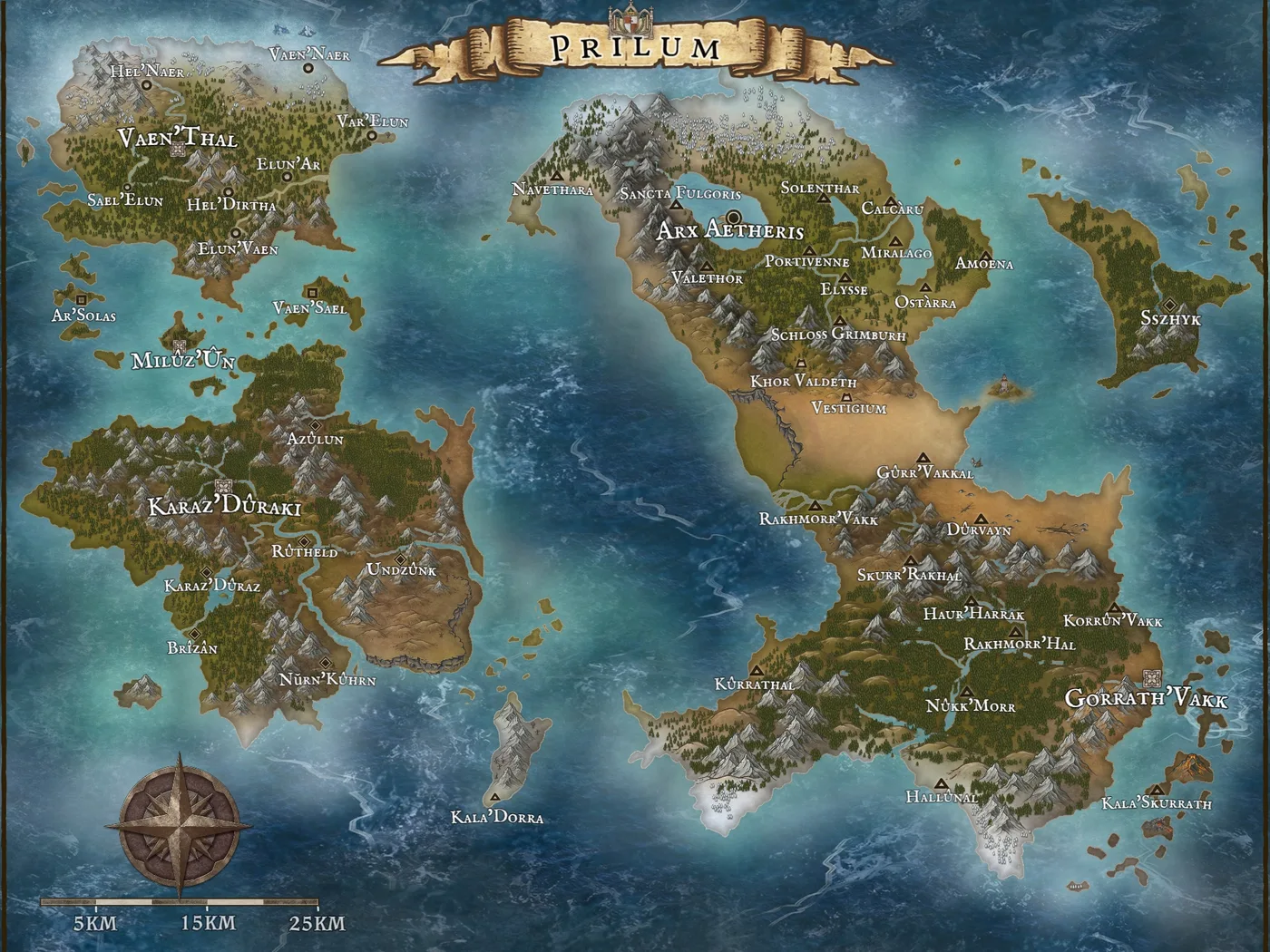 Prilum, a full color fantasy map