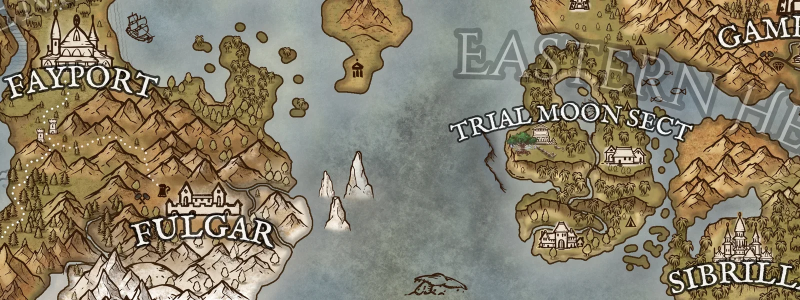 Prixa Parchment, a full color fantasy map (cropped detail)