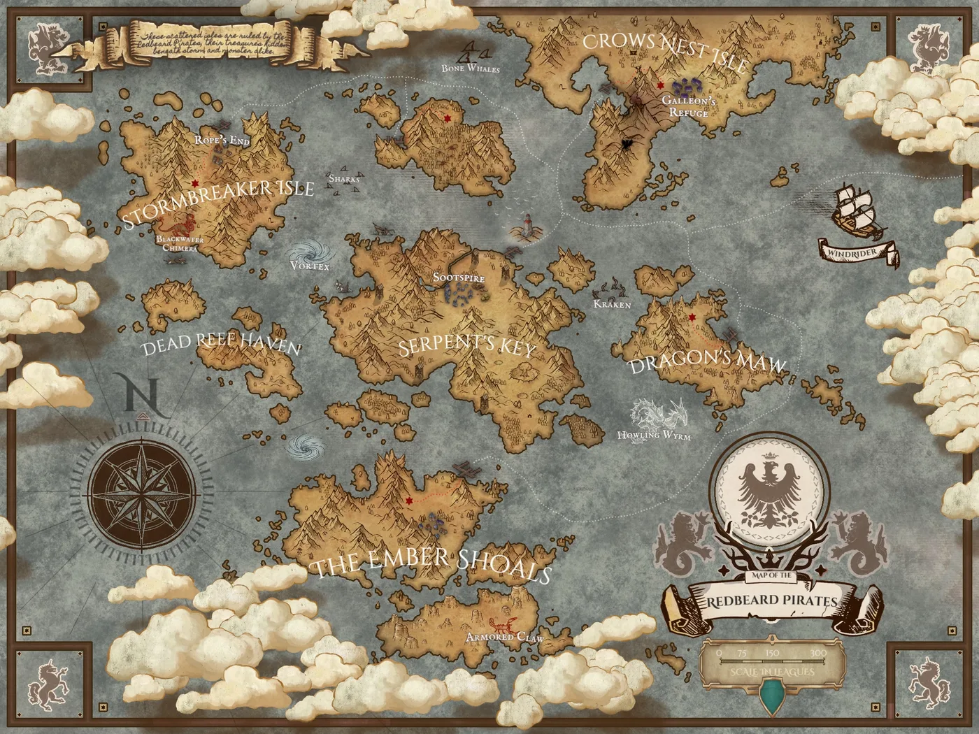 Redbeards Treasure Map, a full color fantasy map