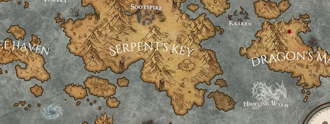 Redbeards Treasure Map, a full color fantasy map (cropped detail)