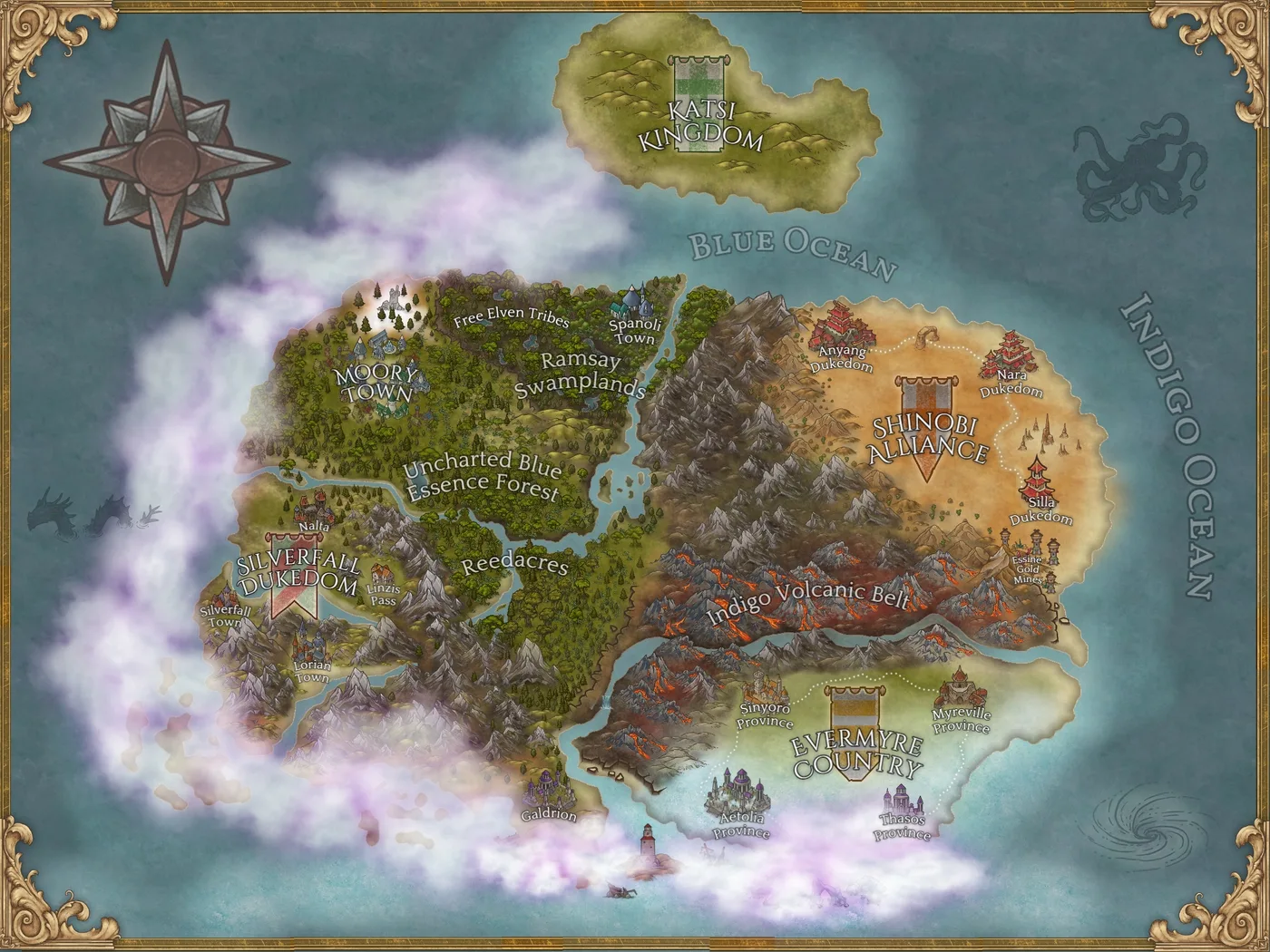 Rhea Zulu Map, a full color fantasy map