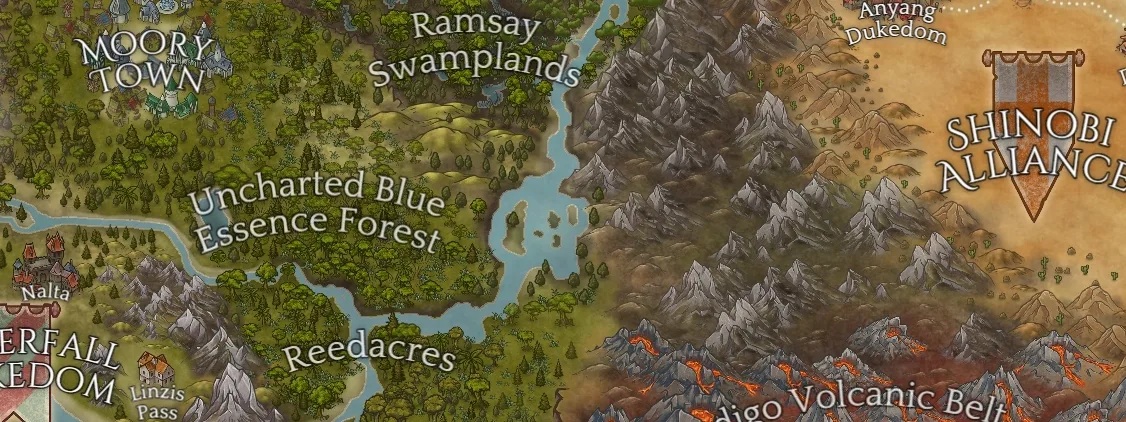 Rhea Zulu Map, a full color fantasy map (cropped detail)