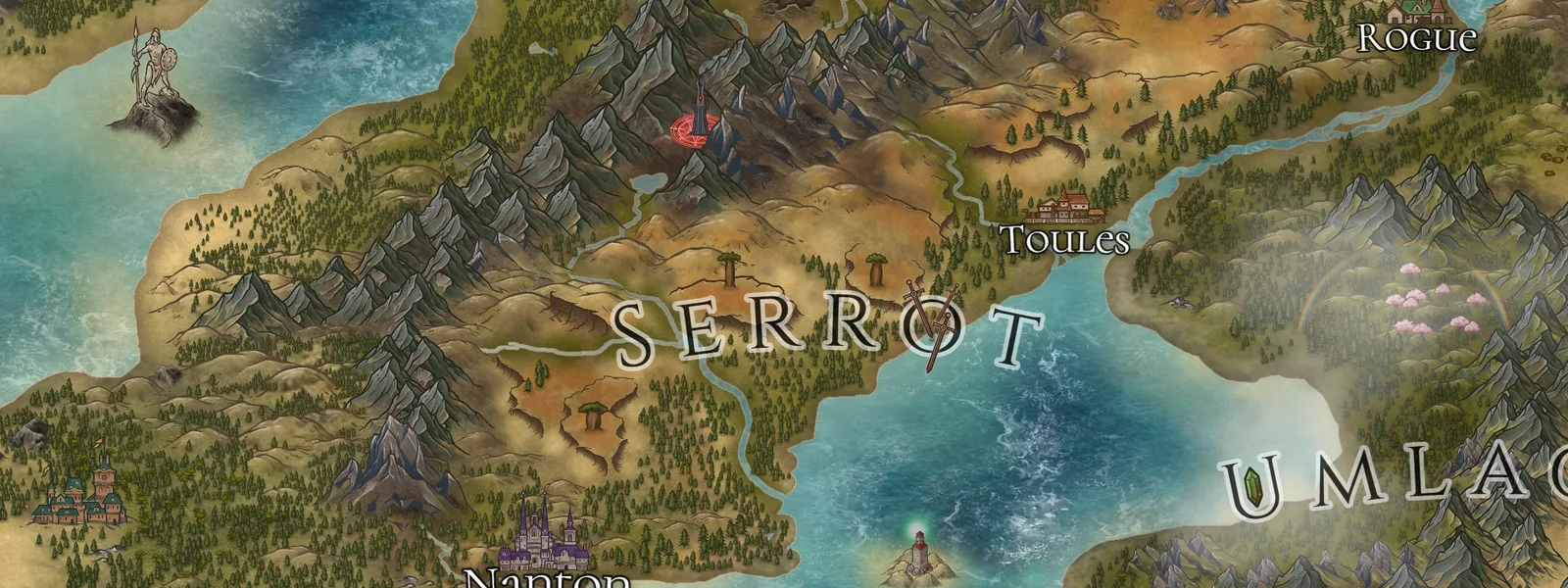 Seans Map, a full color fantasy map (cropped detail)